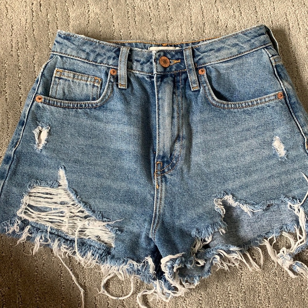 distressed jean shorts